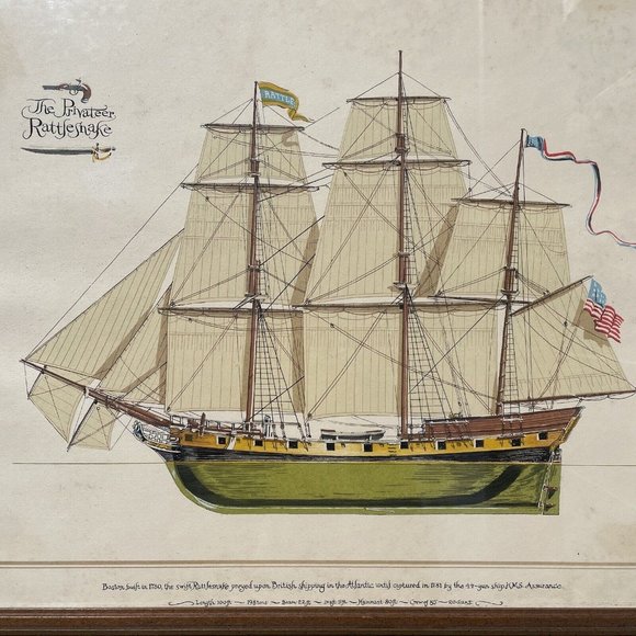 The Privateer Rattlesnake by Joseph A. Phelan - Vintage Nautical Wall Art Print - Picture 5 of 16